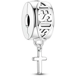 Fish Cross Clip Cool 925 Sterling Silver Charms Hypoallergenic Beads